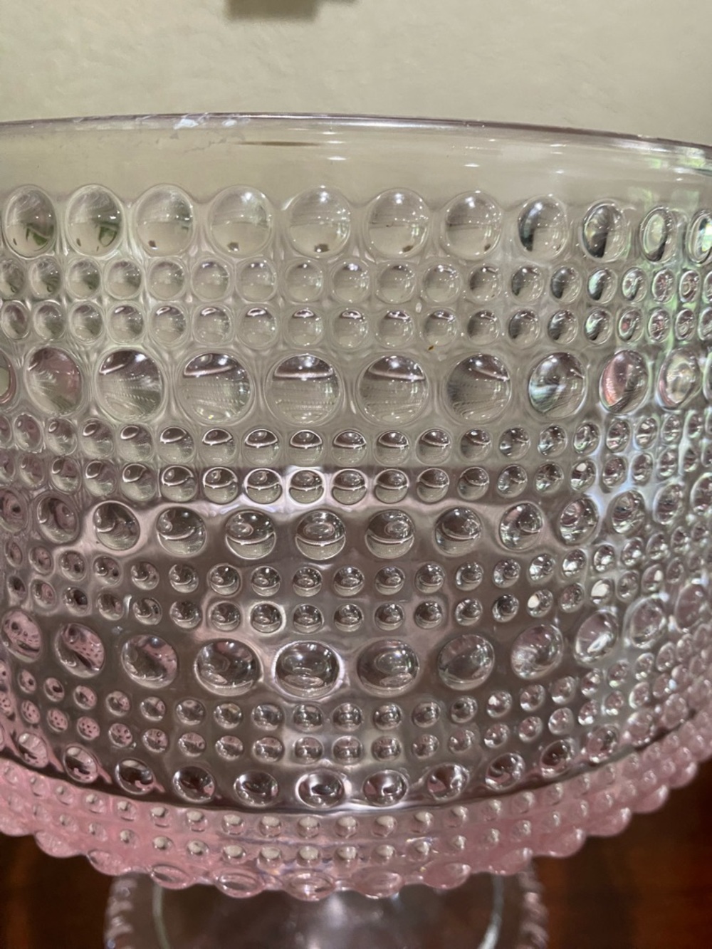Pink Beaded Glass Pedestal Trifle Bowl - Picture 4 of 7